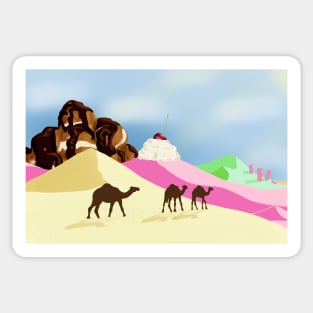 Camels in the Dessert Desert Sticker